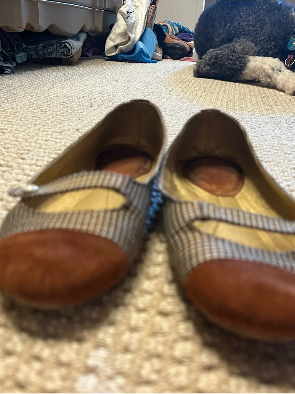 Maloles Brown & white Checkered Ballet Flats